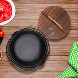 SOGA 2X 29cm Cast Iron Japanese Style Sukiyaki Tetsu Nabe Shabu Hot Pot with Wooden Lid - Cafe Supply