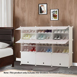 SOGA 5 Tier 3 Column White Shoe Rack Organizer Sneaker Footwear Storage Stackable Stand Cabinet Portable Wardrobe with Cover - Cafe Supply
