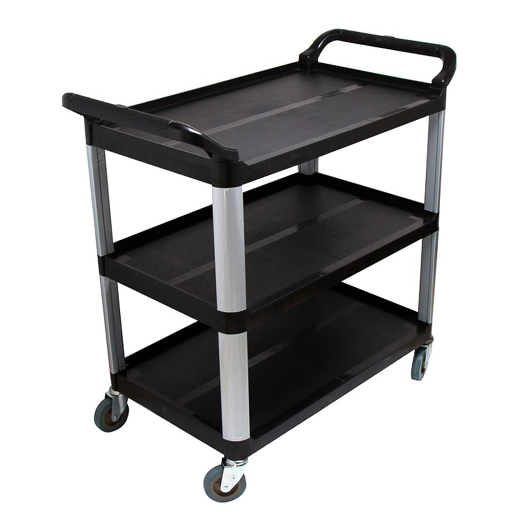 SOGA 2X 3 Tier Food Trolley Food Waste Cart w/ 2 Bin Food Utility Kitchen Large - Cafe Supply