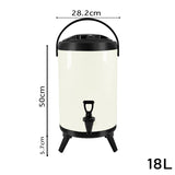 SOGA 18L Stainless Steel Insulated Milk Tea Barrel Hot and Cold Beverage Dispenser Container with Faucet White - Cafe Supply