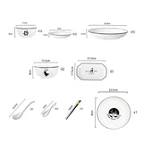 SOGA White Antler Printed Ceramic Dinnerware Set Crockery Soup Bowl Plate Server Kitchen Home Decor Set of 34 - Cafe Supply