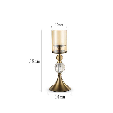 SOGA 2X 38cm Glass Candle Holder Candle Stand Glass/Metal - Cafe Supply
