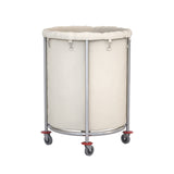 SOGA 2X Stainless Steel Commercial Round Soiled Linen Laundry Trolley Cart with Wheels White - Cafe Supply
