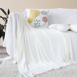 SOGA White Acrylic Knitted Throw Blanket Solid Fringed Warm Cozy Woven Cover Couch Bed Sofa Home Decor - Cafe Supply