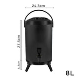 SOGA 4X 8L Stainless Steel Insulated Milk Tea Barrel Hot and Cold Beverage Dispenser Container with Faucet Black - Cafe Supply