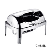 SOGA 6.5L Stainless Steel Double Soup Tureen Bowl Station Roll Top Buffet Chafing Dish Catering Chafer Food Warmer Server - Cafe Supply