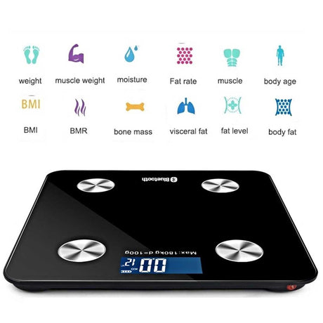 SOGA 2X Wireless Bluetooth Digital Body Fat Scale Bathroom Health Analyser Weight Black - Cafe Supply