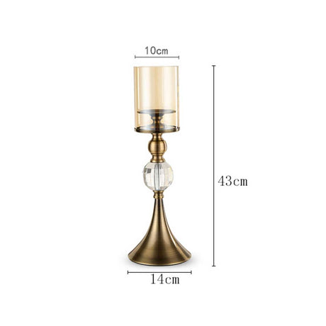 SOGA 2X 43cm Glass Candle Holder Candle Stand Glass/Metal - Cafe Supply