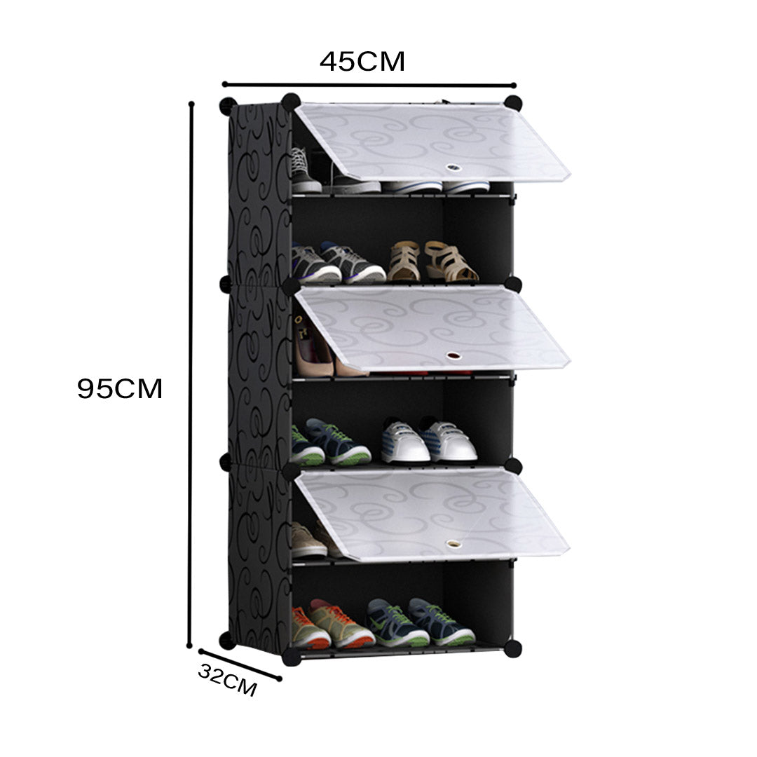 SOGA 6 Tier Shoe Rack Organizer Sneaker Footwear Storage Stackable Stand Cabinet Portable Wardrobe with Cover - Cafe Supply