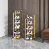 SOGA 5 Tier Gold Plated Metal Shoe Organizer Space Saving Portable Footwear Storage Shelf - Cafe Supply