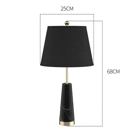 SOGA 2X 68cm Black Marble Bedside Desk Table Lamp Living Room Shade with Cone Shape Base - Cafe Supply