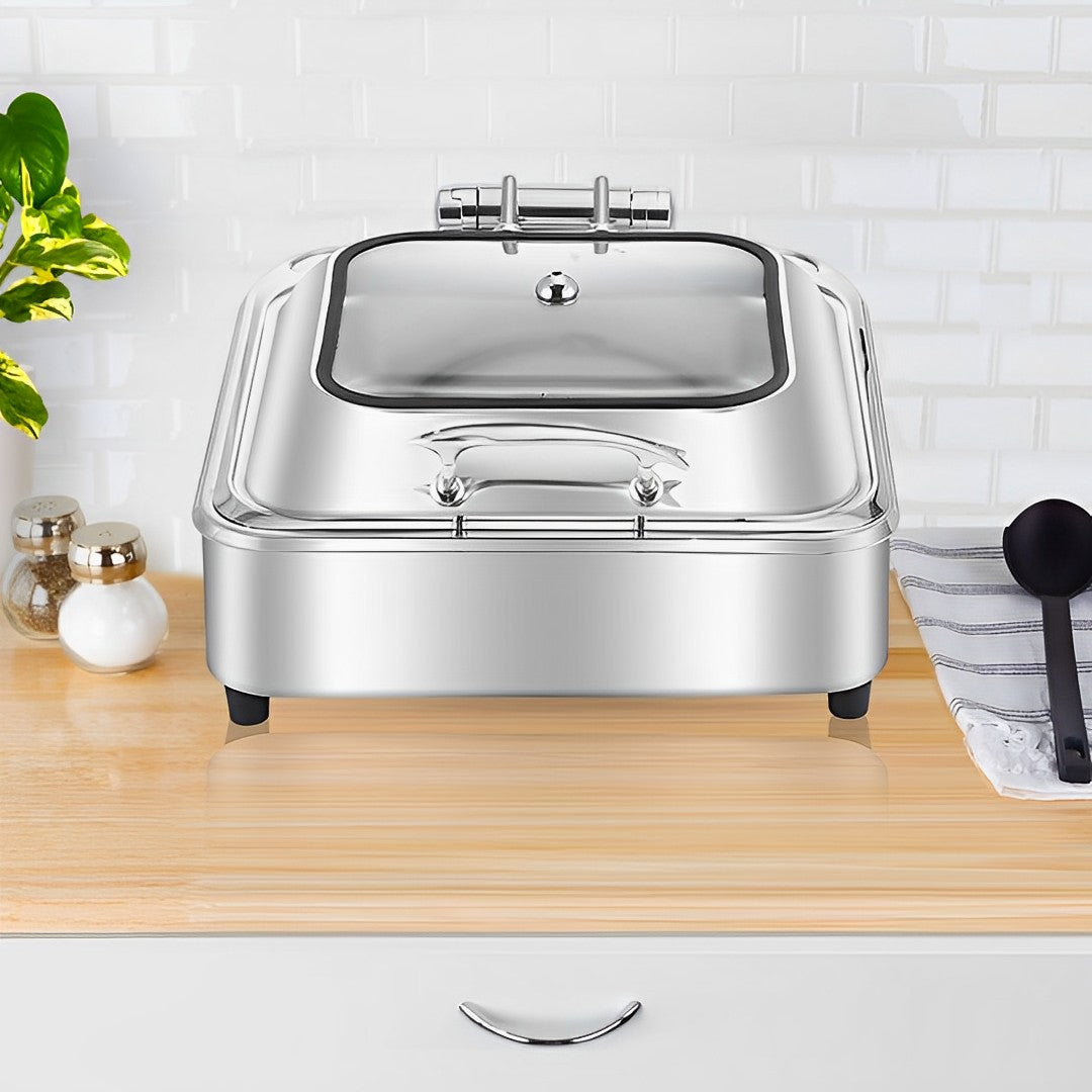 SOGA Stainless Steel Square Chafing Dish Tray Buffet Cater Food Warmer Chafer with Top Lid - Cafe Supply