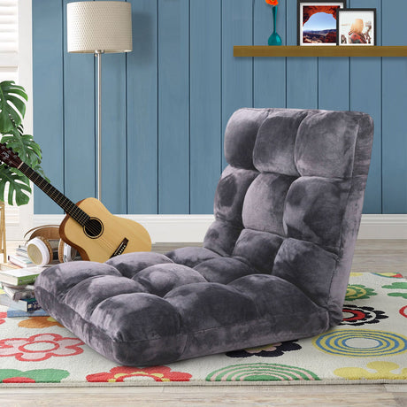 SOGA 2X Floor Recliner Folding Lounge Sofa Futon Couch Folding Chair Cushion Grey - Cafe Supply
