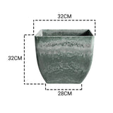 SOGA 32cm Green Grey Square Resin Plant Flower Pot in Cement Pattern Planter Cachepot for Indoor Home Office - Cafe Supply