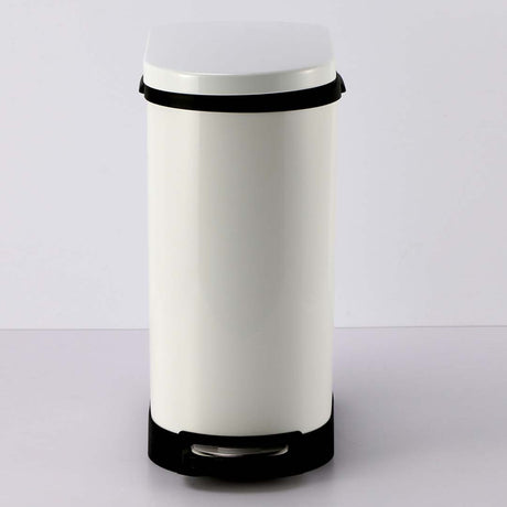 SOGA Foot Pedal Stainless Steel Rubbish Recycling Garbage Waste Trash Bin 10L U White - Cafe Supply