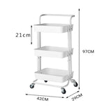 SOGA 3 Tier Steel White Movable Kitchen Cart Multi-Functional Shelves Portable Storage Organizer with Wheels - Cafe Supply