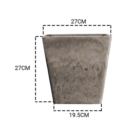 SOGA 27cm Sand Grey Square Resin Plant Flower Pot in Cement Pattern Planter Cachepot for Indoor Home Office - Cafe Supply