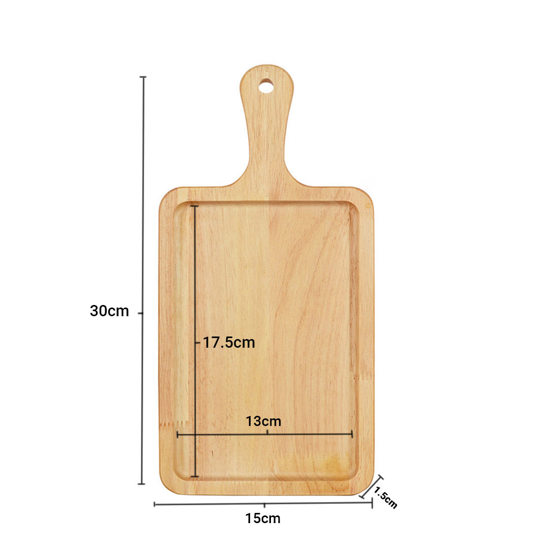 SOGA 2X 30cm Rectangle Premium Wooden Oak Food Serving Tray Charcuterie Board Paddle Home Decor - Cafe Supply