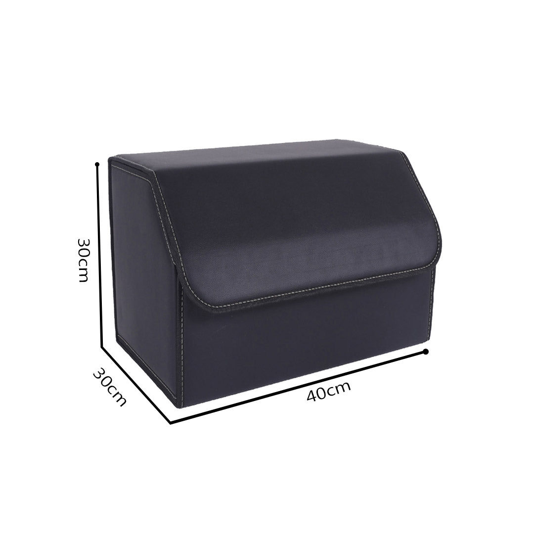SOGA 2X Leather Car Boot Collapsible Foldable Trunk Cargo Organizer Portable Storage Box Black Medium - Cafe Supply
