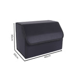 SOGA 2X Leather Car Boot Collapsible Foldable Trunk Cargo Organizer Portable Storage Box Black Medium - Cafe Supply