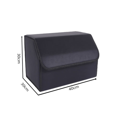 SOGA 2X Leather Car Boot Collapsible Foldable Trunk Cargo Organizer Portable Storage Box Black Medium - Cafe Supply