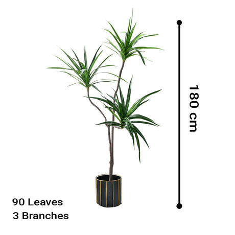 SOGA 2X 180cm Green Artificial Indoor Brazlian Iron Tree Fake Plant Decorative 3 Heads - Cafe Supply