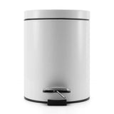 SOGA 4X Foot Pedal Stainless Steel Rubbish Recycling Garbage Waste Trash Bin Round 7L White - Cafe Supply