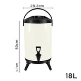 SOGA 2X 18L Stainless Steel Insulated Milk Tea Barrel Hot and Cold Beverage Dispenser Container with Faucet White - Cafe Supply