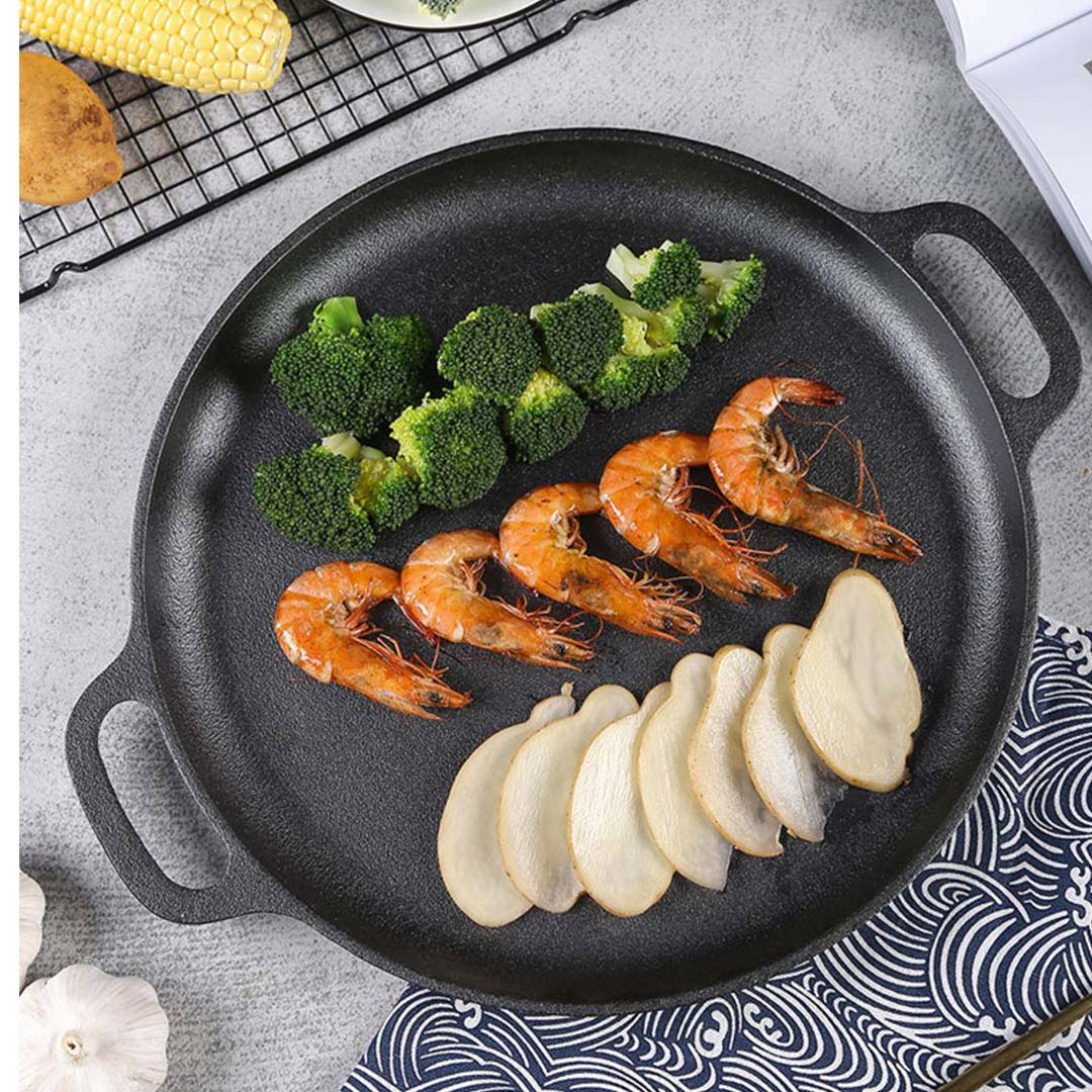SOGA Dual Burners Cooktop Stove, 30cm Cast Iron Frying Pan Skillet and 28cm Induction Casserole - Cafe Supply