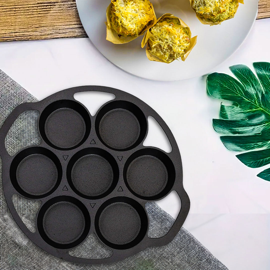 SOGA 2X 32cm Cast Iron Takoyaki Fry Pan Octopus Balls Maker 7 Hole Cavities Grill Mold - Cafe Supply