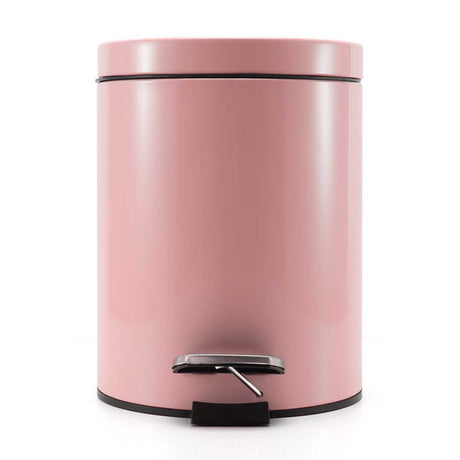 SOGA 2X 12L Foot Pedal Stainless Steel Rubbish Recycling Garbage Waste Trash Bin Round Pink - Cafe Supply