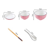 SOGA Pink Japanese Style Ceramic Dinnerware Crockery Soup Bowl Plate Server Kitchen Home Decor Set of 10 - Cafe Supply