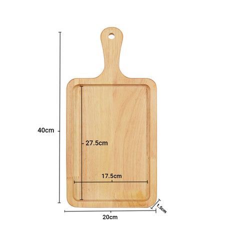 SOGA 2X 40cm Rectangle Premium Wooden Oak Food Serving Tray Charcuterie Board Paddle Home Decor - Cafe Supply