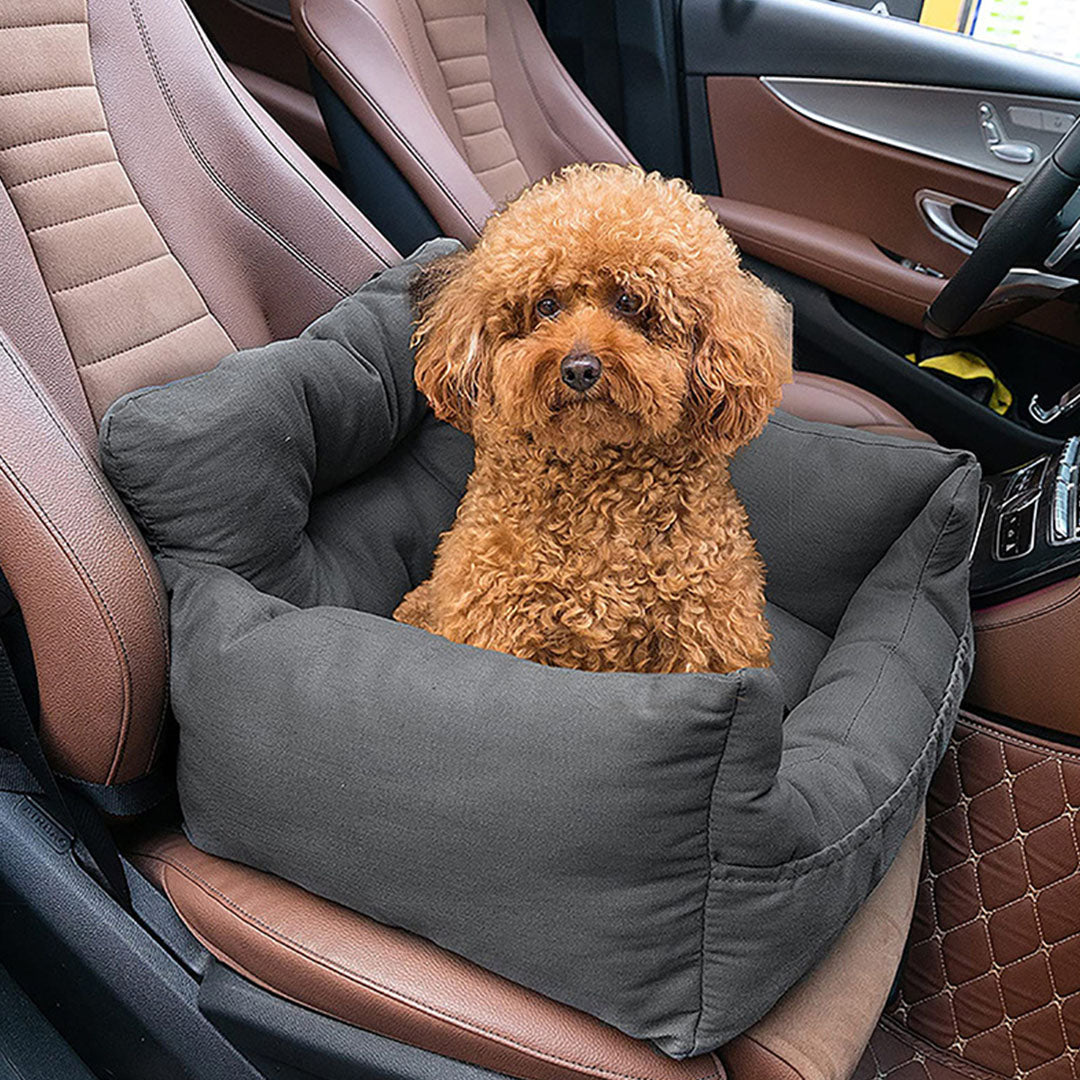 SOGA Grey Pet Car Seat Sofa Safety Soft Padded Portable Travel Carrier Bed - Cafe Supply