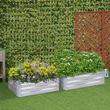 SOGA 2X 120cm Rectangle Galvanised Raised Garden Bed Vegetable Herb Flower Outdoor Planter Box - Cafe Supply