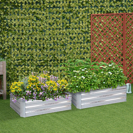 SOGA 2X 120cm Rectangle Galvanised Raised Garden Bed Vegetable Herb Flower Outdoor Planter Box - Cafe Supply