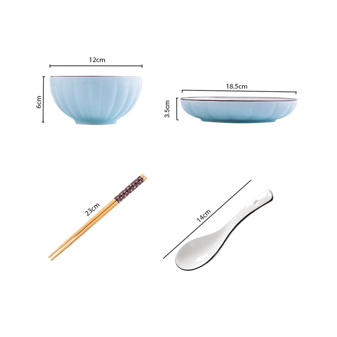 SOGA Blue Japanese Style Ceramic Dinnerware Crockery Soup Bowl Plate Server Kitchen Home Decor Set of 10 - Cafe Supply