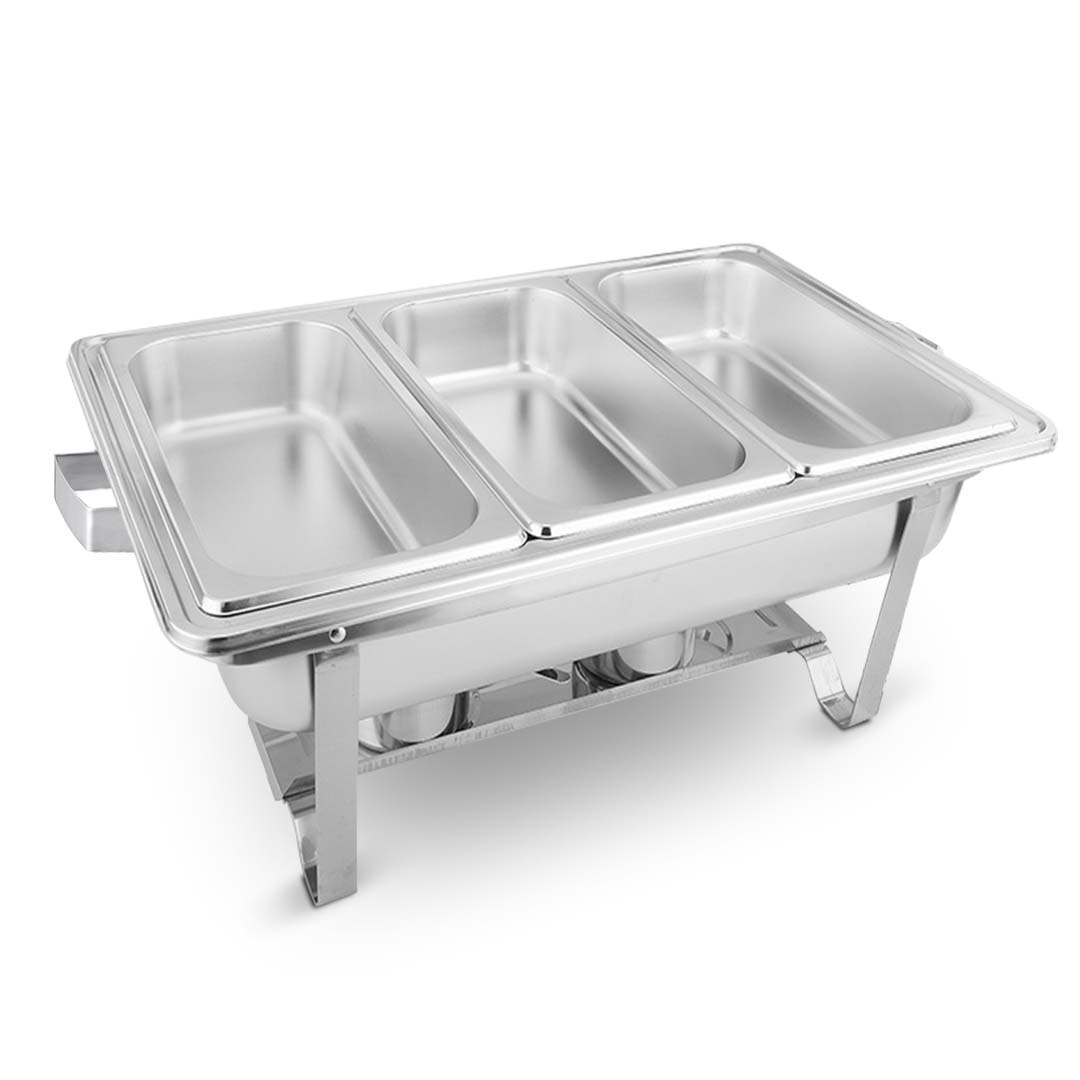 SOGA 2X 3L Triple Tray Stainless Steel Chafing Food Warmer Catering Dish - Cafe Supply