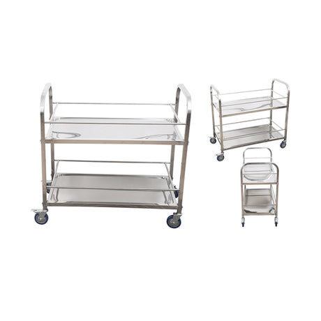 SOGA 2X 2 Tier 85x45x90cm Stainless Steel Drink Wine Food Utility Cart Medium - Cafe Supply