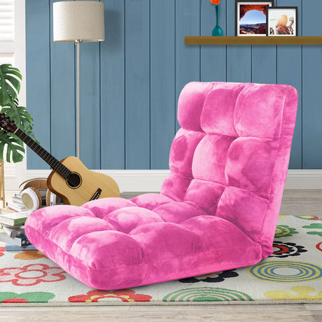 SOGA 2X Floor Recliner Folding Lounge Sofa Futon Couch Folding Chair Cushion Light Pink - Cafe Supply