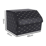 SOGA 4X Leather Car Boot Collapsible Foldable Trunk Cargo Organizer Portable Storage Box Black/Gold Stitch Medium - Cafe Supply