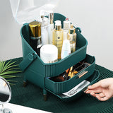 SOGA 2X 29cm Green Countertop Makeup Cosmetic Storage Organiser Skincare Holder Jewelry Storage Box with Handle - Cafe Supply