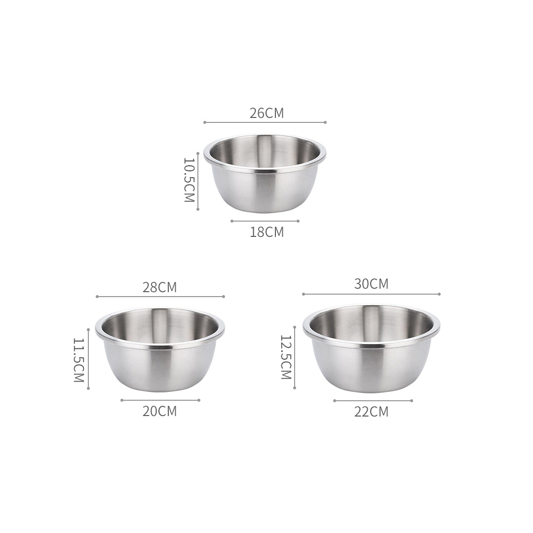 SOGA 2X 3Pcs Deepen Matte Stainless Steel Stackable Baking Washing Mixing Bowls Set Food Storage Basin - Cafe Supply