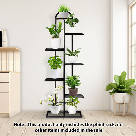 SOGA 2X 7 Tier 8 Pots Black Metal Plant Stand Flowerpot Display Shelf Rack Indoor Home Office Decor - Cafe Supply