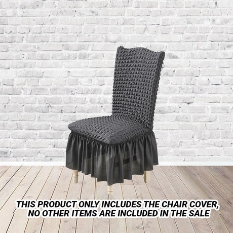 SOGA 2X Dark Grey Chair Cover Seat Protector with Ruffle Skirt Stretch Slipcover Wedding Party Home Decor - Cafe Supply