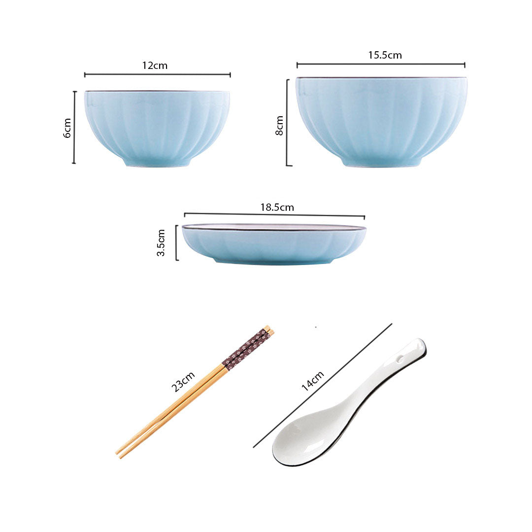 SOGA Blue Japanese Style Ceramic Dinnerware Crockery Soup Bowl Plate Server Kitchen Home Decor Set of 6 - Cafe Supply