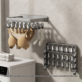 SOGA 2X Wall-Mounted Clothes Hanger Multi-Clamp Laundry Drying Wall Rack - Cafe Supply