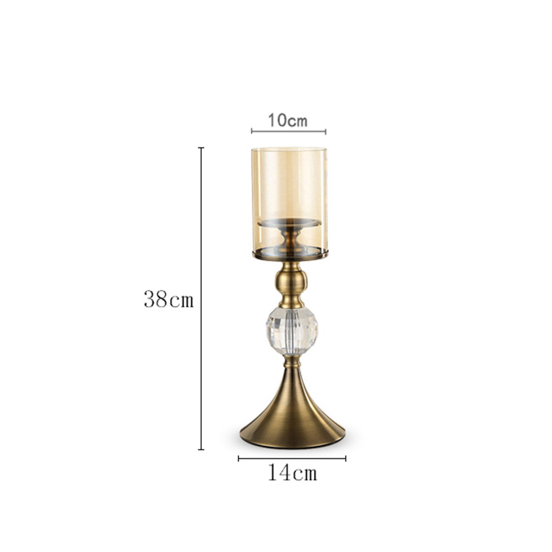 SOGA 38cm Glass Candle Holder Candle Stand Glass/Metal - Cafe Supply