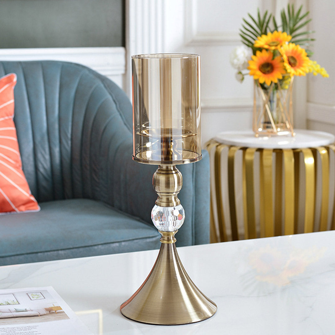 SOGA 38cm Glass Candle Holder Candle Stand Glass/Metal - Cafe Supply