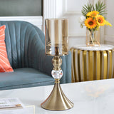SOGA 38cm Glass Candle Holder Candle Stand Glass/Metal - Cafe Supply